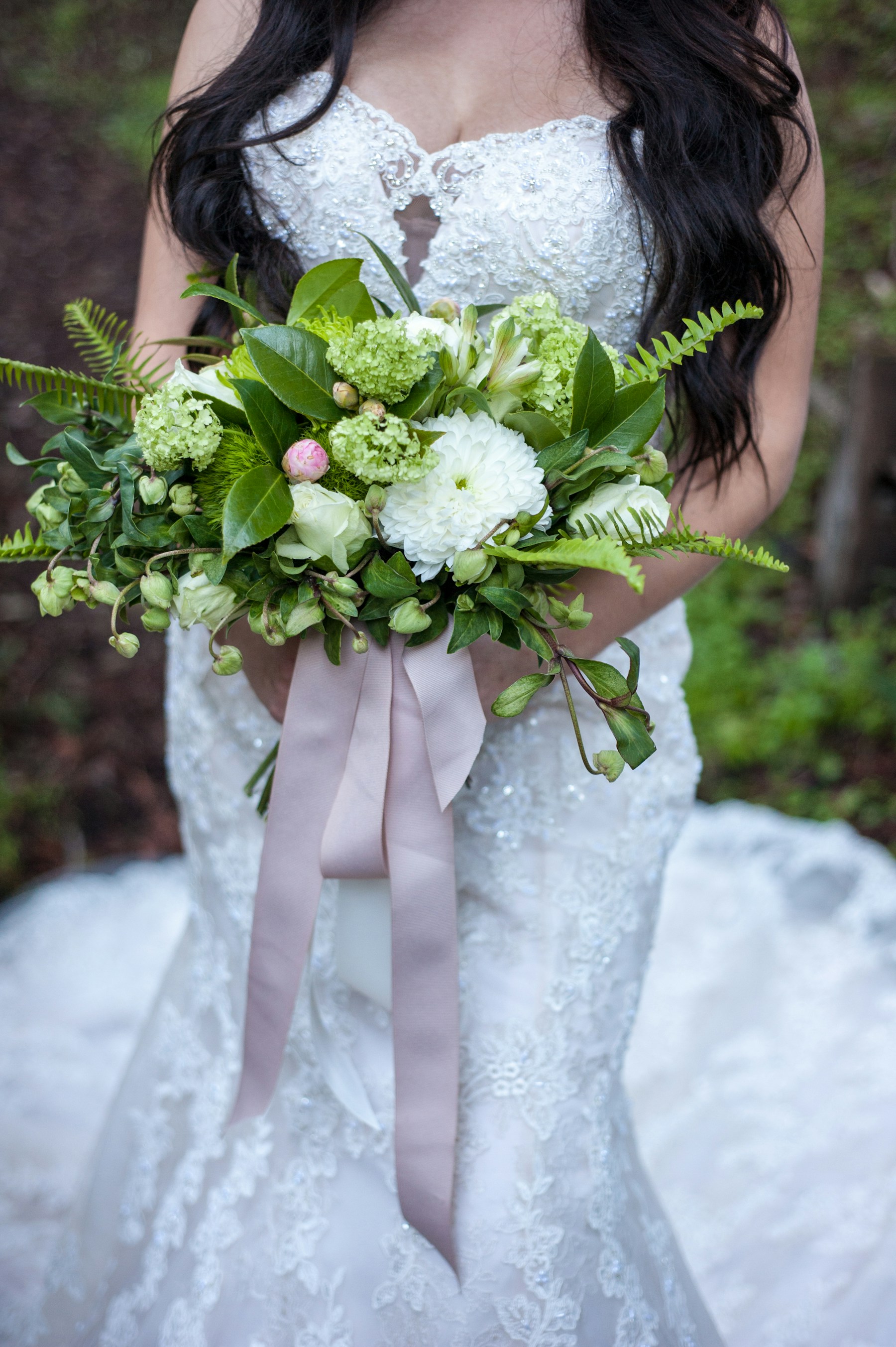 Ramo de novia blanco y verde